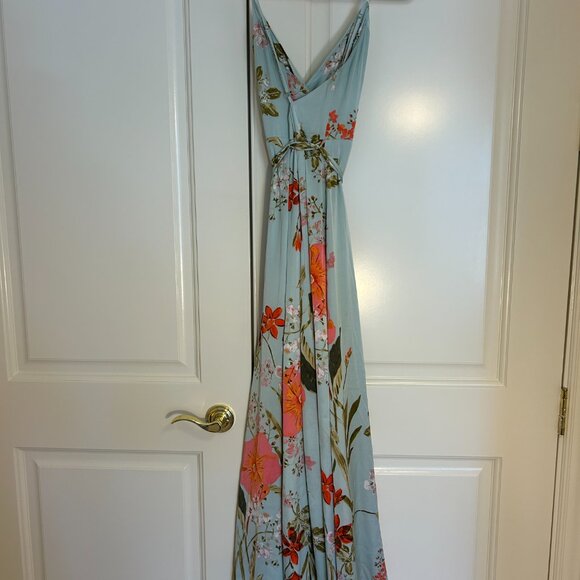 Floral Maxi Dress in Green and Pink - Picture 4 of 6